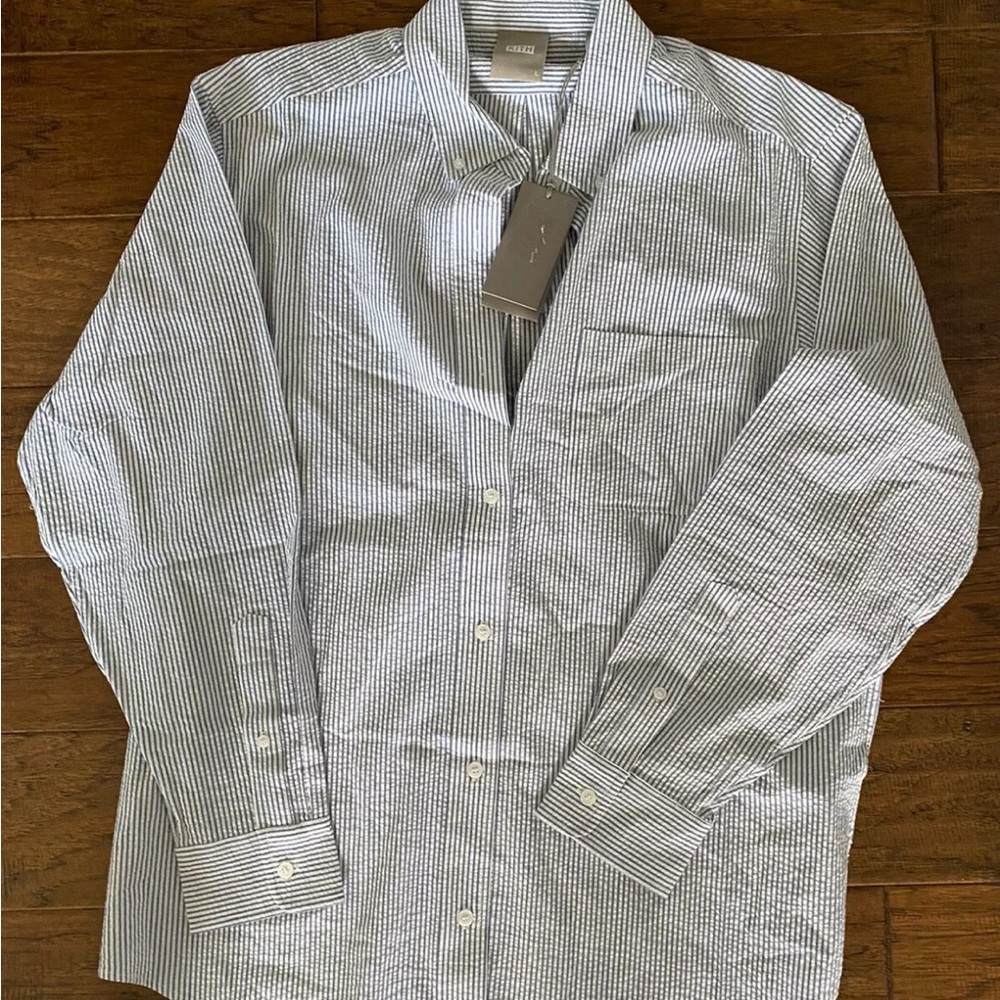 Kith Women's Striped Button Down Shirt - Black and White